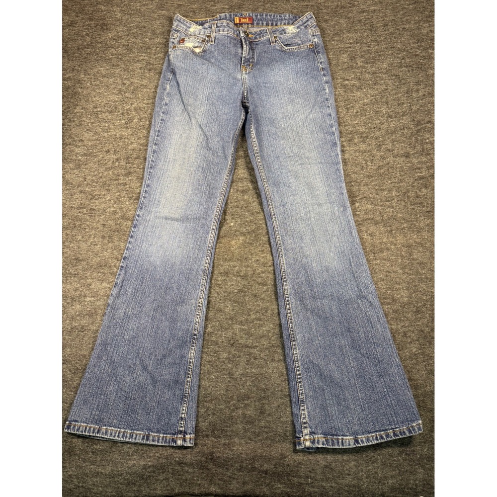 LEI Denim Jeans Women 13‎ Flare Bootcut Blue Wash Distressed Pockets